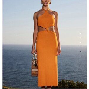 Cult Gaia Cameron Knit Dress in Marigold Orange
